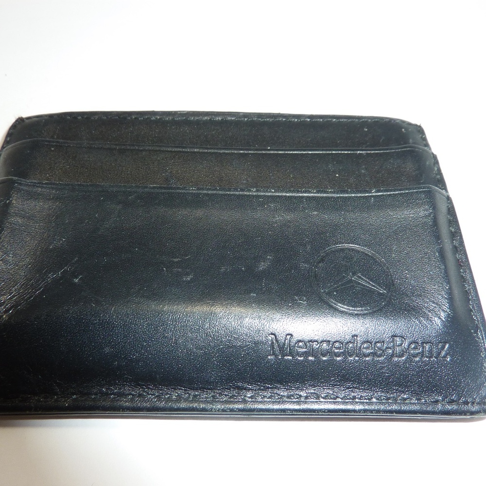 Mercedes Benz leather Card Case Slim Compact Wallet with ID 3x4'' BLACK